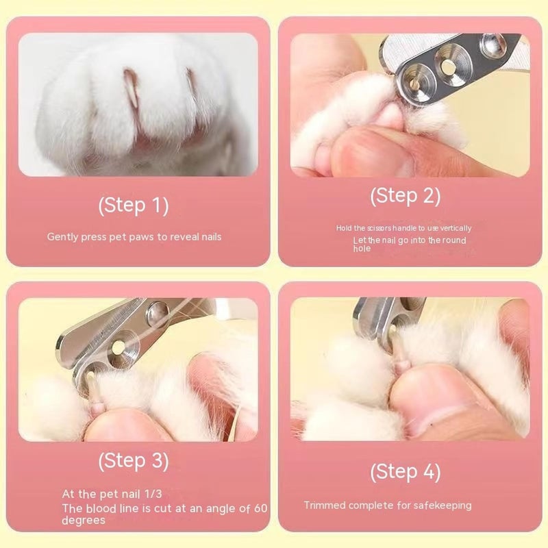 Vesslam Newly Upgraded Design Cat&Dog Nail Clipper with Two Circular Cutting Holes of Different Size(2mm&4mm)-Avoid Over Cutting Pet Nail Clippers -Professional Paw Trimmer Set for Pet (Orange) - Image 4